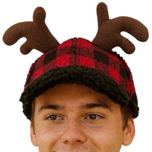 Christmas Moose Buffalo Print Checkered Unisex Novelty Hat